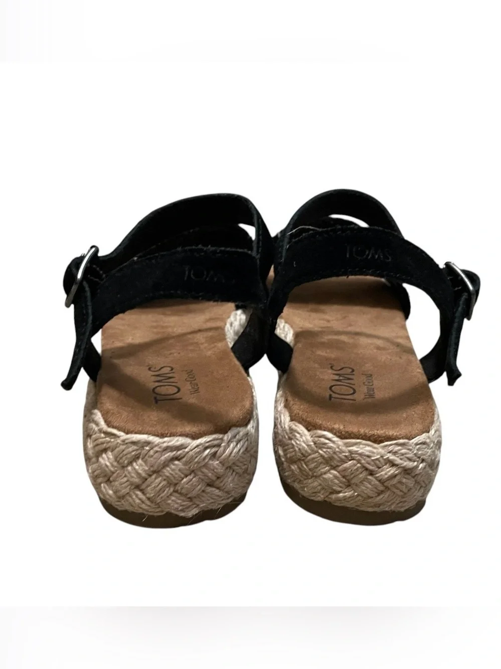 Toms Abby flatform espadrille sandal in black diamond global woven
